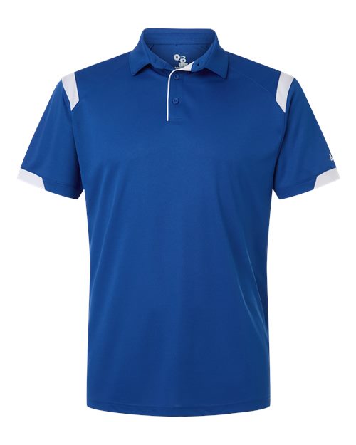 Badger Unisex On the Rise Polo (Part 2 of 2) - Royal/ White