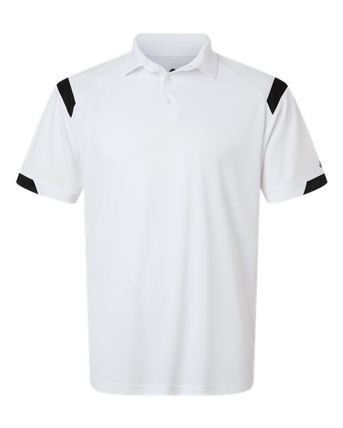 Badger Unisex On the Rise Polo (Part 2 of 2) - White/ Black
