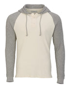 Boxercraft Unisex Waffle Knit Pullover Hooded Long Sleeve T-Shirt - Natural/ Oxford Heather