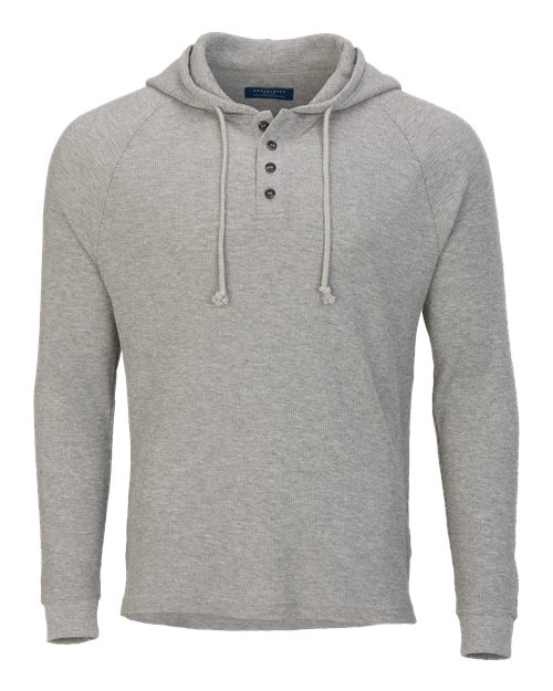Boxercraft Unisex Waffle Knit Pullover Hooded Long Sleeve T-Shirt - Oxford Heather