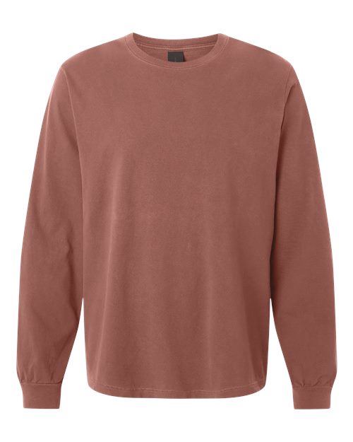 BELLA + CANVAS Unisex Heavyweight Garment-Dyed Long Sleeve Tee - Washed Chestnut
