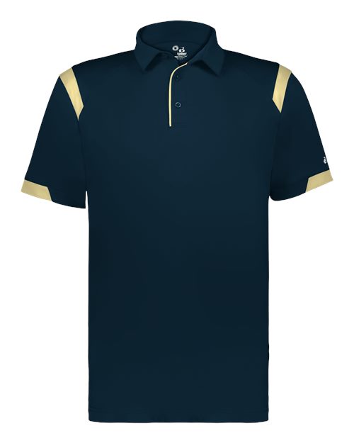Badger Unisex On the Rise Polo (Part 1 of 2) - Navy/ Vegas Gold