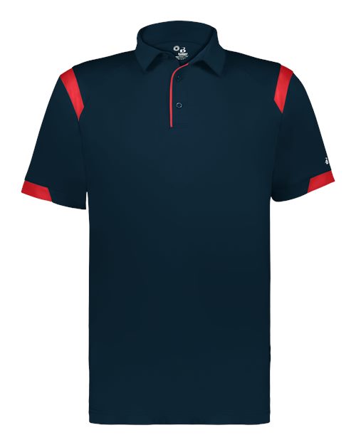 Badger Unisex On the Rise Polo (Part 1 of 2) - Navy/ Red