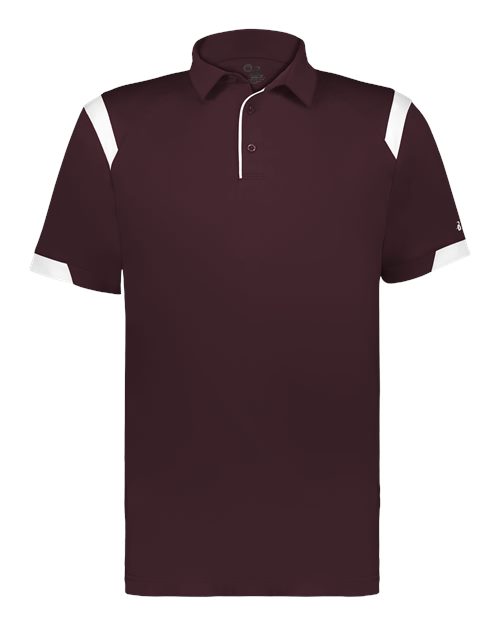 Badger Unisex On the Rise Polo (Part 1 of 2) - Maroon/ White