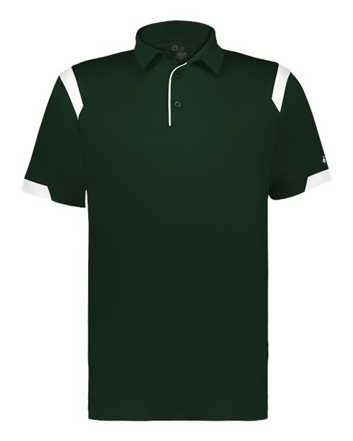 Badger Unisex On the Rise Polo (Part 1 of 2) - Forest/ White
