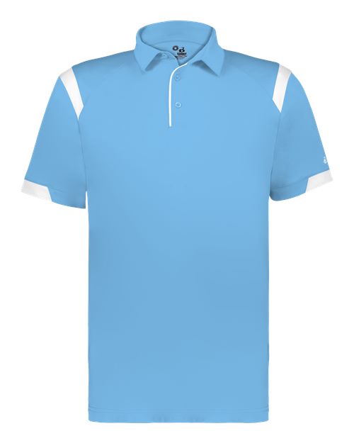 Badger Unisex On the Rise Polo (Part 1 of 2) - Columbia Blue/ White