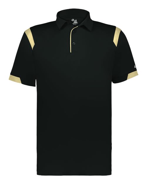 Badger Unisex On the Rise Polo (Part 1 of 2) - Black/ Vegas Gold