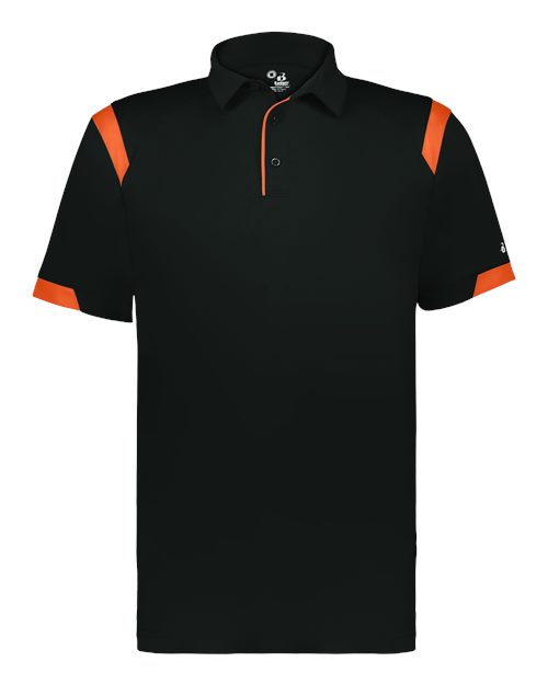 Badger Unisex On the Rise Polo (Part 1 of 2) - Black/ Burnt Orange