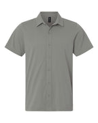 AllPro Men's Pro-Flex Sorona® Button Down Short Sleeve Shirt - Greystone