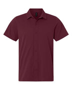 AllPro Men's Pro-Flex Sorona® Button Down Short Sleeve Shirt - Maroon