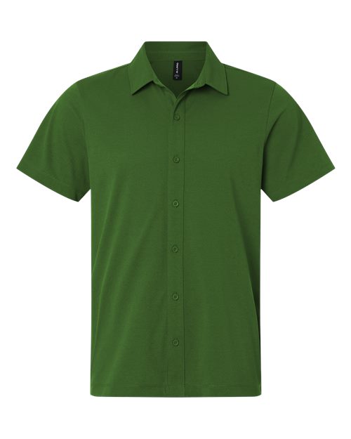 AllPro Men's Pro-Flex Sorona® Button Down Short Sleeve Shirt - Olive Green