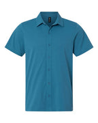 AllPro Men's Pro-Flex Sorona® Button Down Short Sleeve Shirt - Pacific Blue
