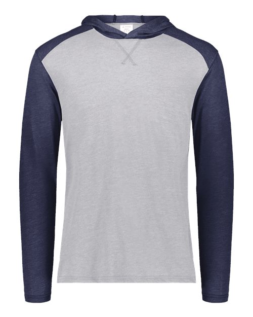 Augusta Sportswear Unisex Gameday Vintage Hooded Long Sleeve T-Shirt - Grey Heather/ Navy Heather
