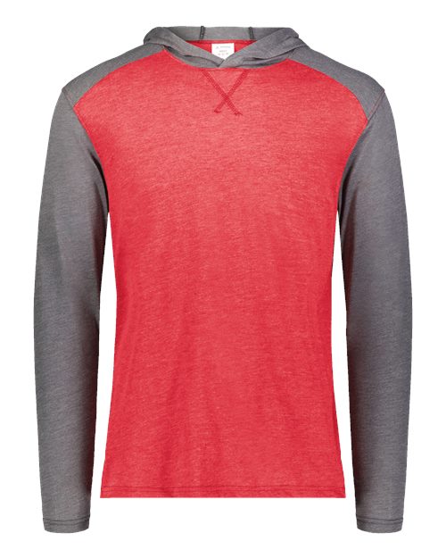 Augusta Sportswear Unisex Gameday Vintage Hooded Long Sleeve T-Shirt - Scarlet Heather/ Carbon Heather
