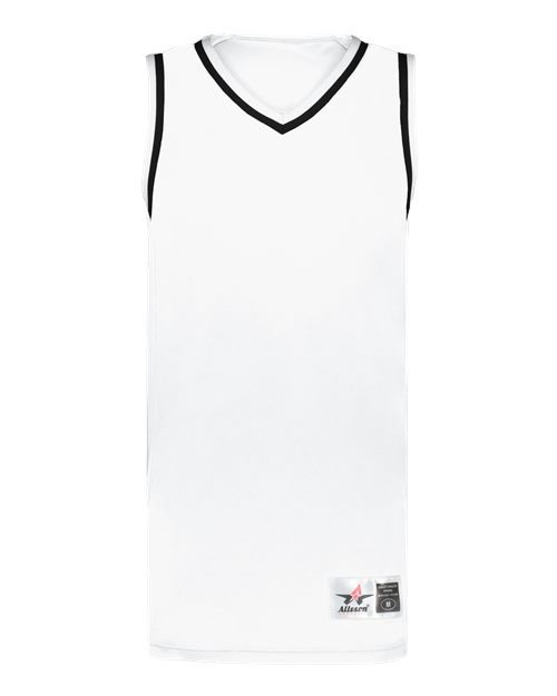 Alleson Athletic Youth Retro Basketball Jersey - White/ Black/ White
