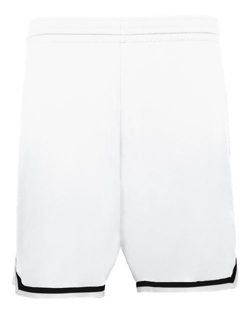 Alleson Athletic Youth Retro Basketball Shorts - White/ Black/ White
