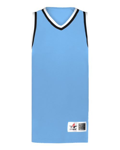 Alleson Athletic Women's Retro Basketball Jersey - Columbia Blue/ Black/ White