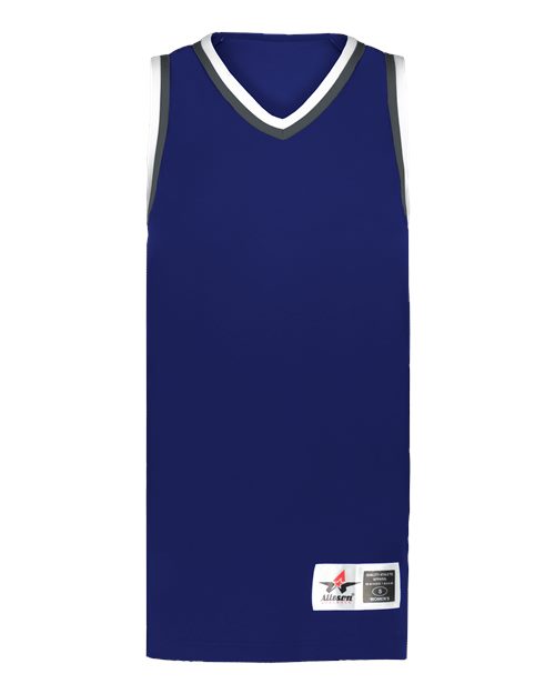 Alleson Athletic Women's Retro Basketball Jersey - Navy/ Graphite/ White