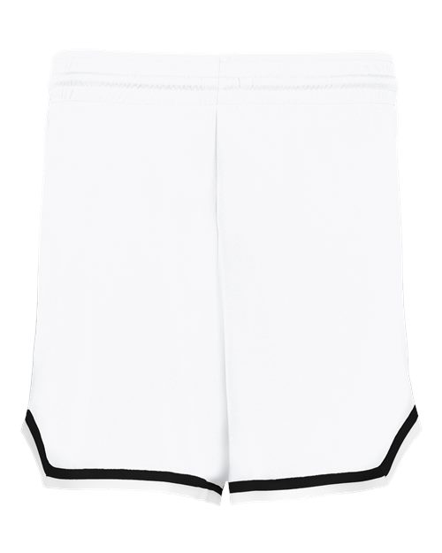 Alleson Athletic Women's Retro Basketball Shorts - White/ Black/ White