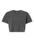 American Apparel Women's Heavyweight Cotton Garment-Dyed Boxy Cropped Tee - Faded Black