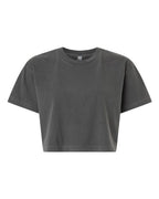 American Apparel Women's Heavyweight Cotton Garment-Dyed Boxy Cropped Tee - Faded Black