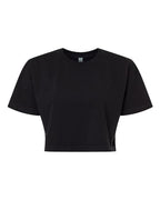 American Apparel Women's Heavyweight Cotton Garment-Dyed Boxy Cropped Tee - True Black