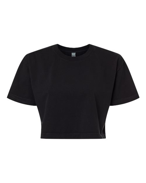 American Apparel Women's Heavyweight Cotton Garment-Dyed Boxy Cropped Tee - True Black