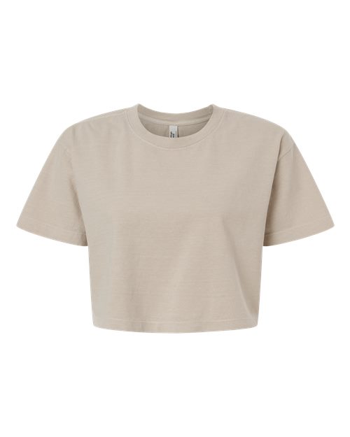 American Apparel Women's Heavyweight Cotton Garment-Dyed Boxy Cropped Tee - Faded Bone