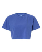 American Apparel Women's Heavyweight Cotton Garment-Dyed Boxy Cropped Tee - Faded Lapis
