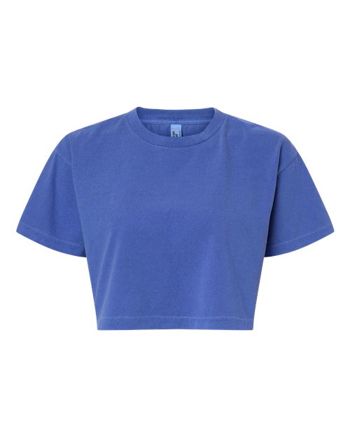 American Apparel Women's Heavyweight Cotton Garment-Dyed Boxy Cropped Tee - Faded Lapis