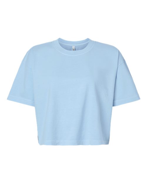 American Apparel Women's Heavyweight Cotton Garment-Dyed Boxy Cropped Tee - Faded Powder Blue