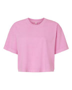 American Apparel Women's Heavyweight Cotton Garment-Dyed Boxy Cropped Tee - Faded Powder Pink