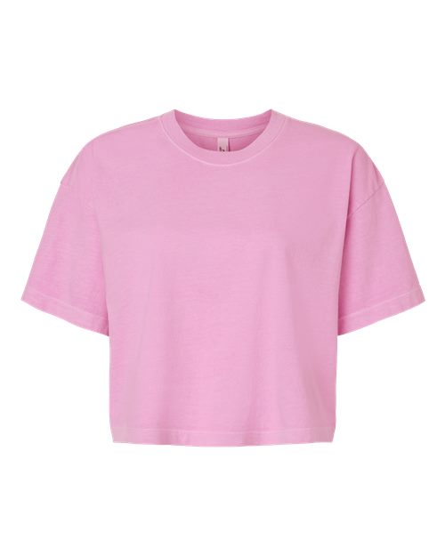 American Apparel Women's Heavyweight Cotton Garment-Dyed Boxy Cropped Tee - Faded Powder Pink