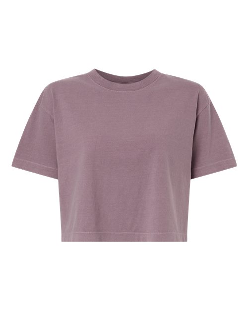American Apparel Women's Heavyweight Cotton Garment-Dyed Boxy Cropped Tee - Faded Smokey Violet