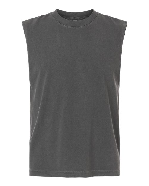 American Apparel Unisex Heavyweight Cotton Garment-Dyed Boxy Muscle Tee - Faded Black