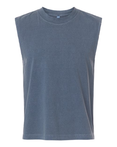 American Apparel Unisex Heavyweight Cotton Garment-Dyed Boxy Muscle Tee - Faded Navy