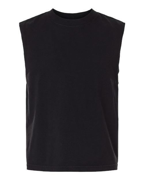 American Apparel Unisex Heavyweight Cotton Garment-Dyed Boxy Muscle Tee - True Black