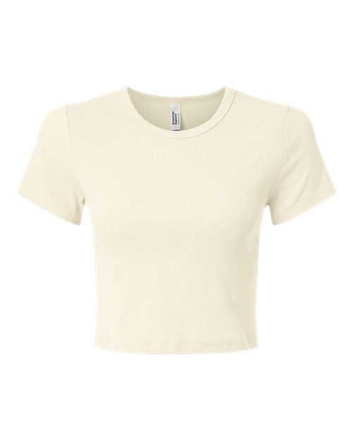 American Apparel Women's Baby Rib Fitted Cropped Tee - Bone