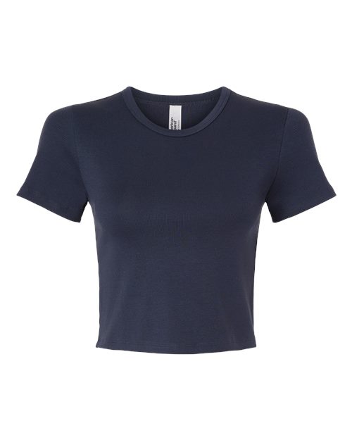 American Apparel Women's Baby Rib Fitted Cropped Tee - Navy