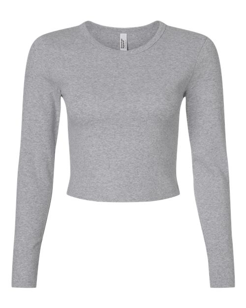 American Apparel Women's Baby Rib Long Sleeve Fitted Tee - Heather Grey