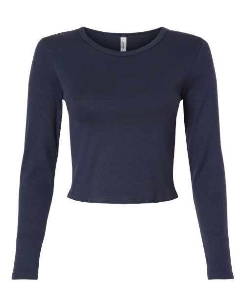 American Apparel Women's Baby Rib Long Sleeve Fitted Tee - Navy