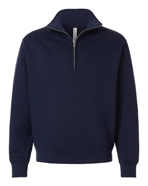 BELLA + CANVAS Unisex 10 oz Quarter-Zip Pullover Sweatshirt - Navy