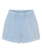 BELLA + CANVAS Women's Garment-Dyed Shorts - Light Washed Denim