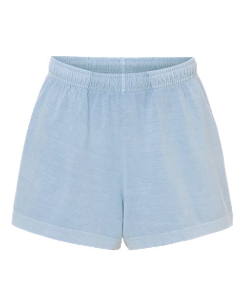BELLA + CANVAS Women's Garment-Dyed Shorts - Light Washed Denim