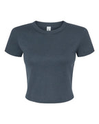 BELLA + CANVAS Women's Micro Rib Baby Tee - Solid Vintage Navy Blend
