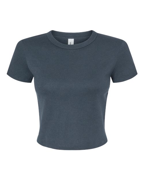 BELLA + CANVAS Women's Micro Rib Baby Tee - Solid Vintage Navy Blend