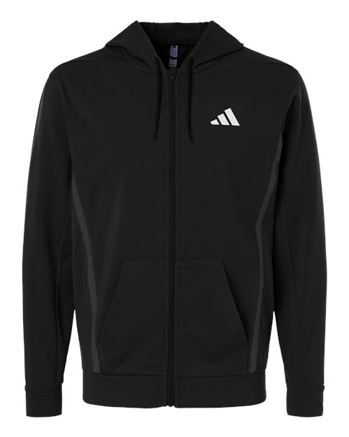 Adidas Men's Game & Go Fleece Full-Zip Hooded Sweatshirt - Black