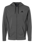 Adidas Men's Game & Go Fleece Full-Zip Hooded Sweatshirt - Team Grey Four