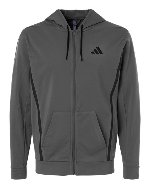 Adidas Men's Game & Go Fleece Full-Zip Hooded Sweatshirt - Team Grey Four