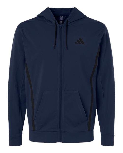 Adidas Men's Game & Go Fleece Full-Zip Hooded Sweatshirt - Team Navy Blue